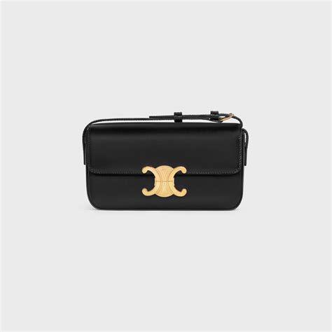 celine shiny calfskin mini triomphe black|celine triomphe wallet.